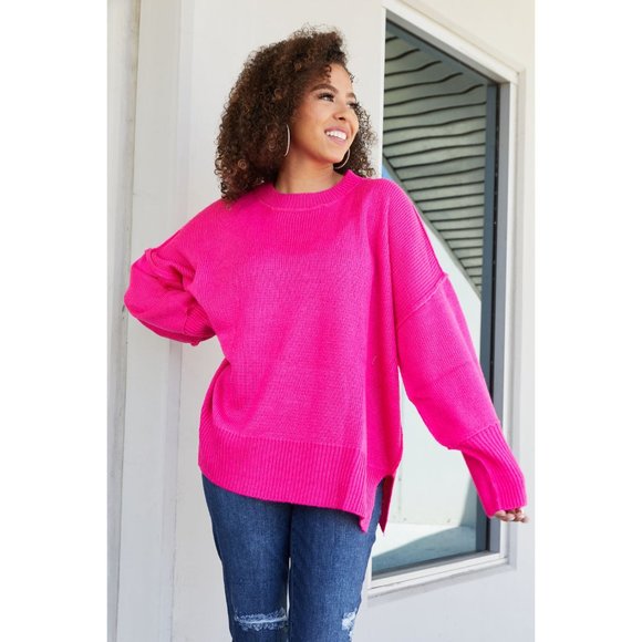 Davi & Dani Hot Pink Reverse Seam Sweater - Picture 4 of 11